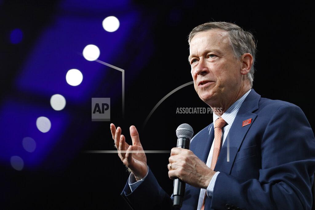 Charlie Neibergall FILE - In this Aug. 10, 2019, file photo, then Democratic presidential candidate former Colorado Gov. John Hickenlooper speaks at the Presidential Gun Sense Forum, in Des Moines, Iowa. Hickenlooper was supposed to be Democrats' worry-free solution to the Colorado Senate race, but he's stumbled badly in the weeks leading up to the party's June 30 primary. (AP Photo/Charlie Neibergall, File)