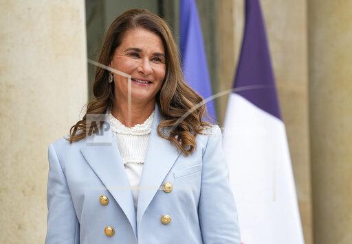 FILE - In this July 1, 2021 file photo, Melinda Gates, Co-Chair of the Bill and Melinda Gates Foundation poses for photographers as she arrives for a meeting after a meeting on the sideline of the gender equality conference at the Elysee Palace in Paris. Bill and Melinda Gates’ private foundation announced Thursday, Sept, 23, 2021 it will spend more than $900 million over the next five years to curb global malnutrition (AP Photo/Michel Euler, File)