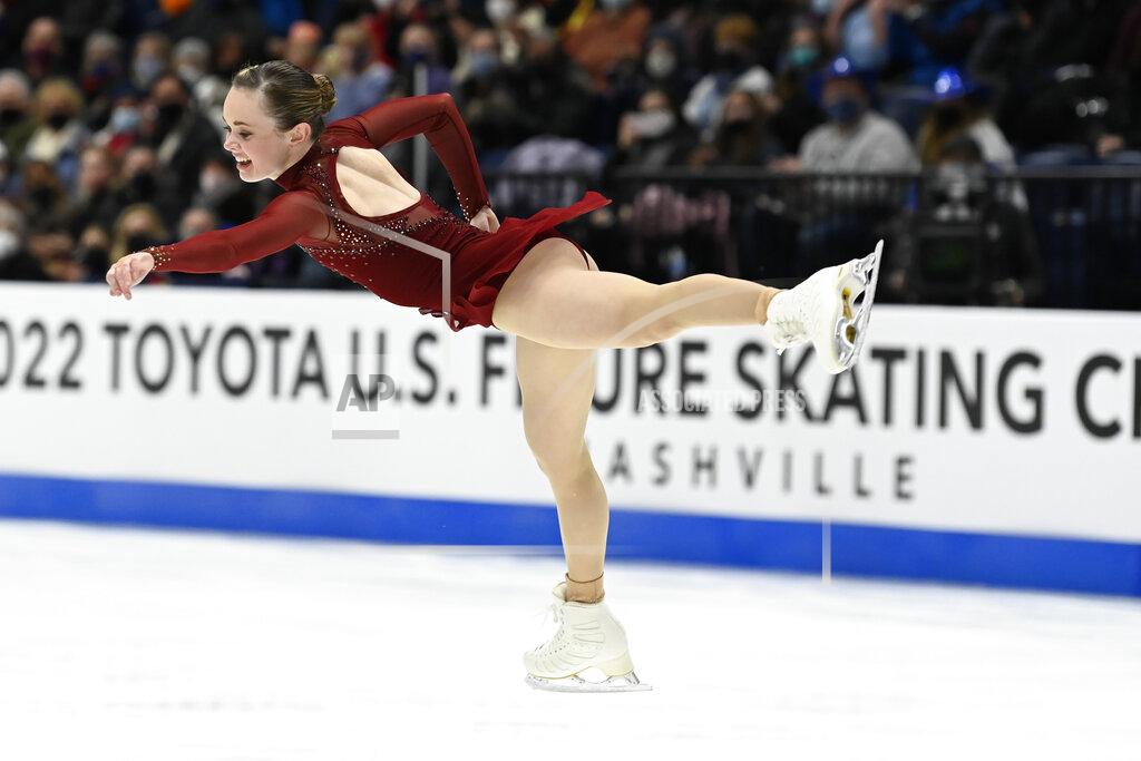 Mark Zaleski Mariah Bell competes in the women's free skate program during the U.S. Figure Skating Championships Friday, Jan. 7, 2022, in Nashville, Tenn. (AP Photo/Mark Zaleski)
