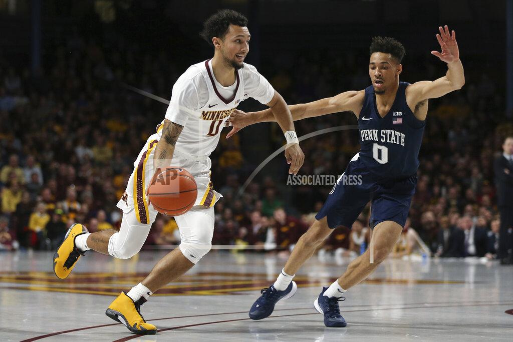 Stacy Bengs Minnesota's Payton Willis drives the ball past Penn State's Myreon Jones during an NCAA basketball game Wednesday, Jan. 15, 2020, in Minneapolis. (AP Photo/Stacy Bengs)