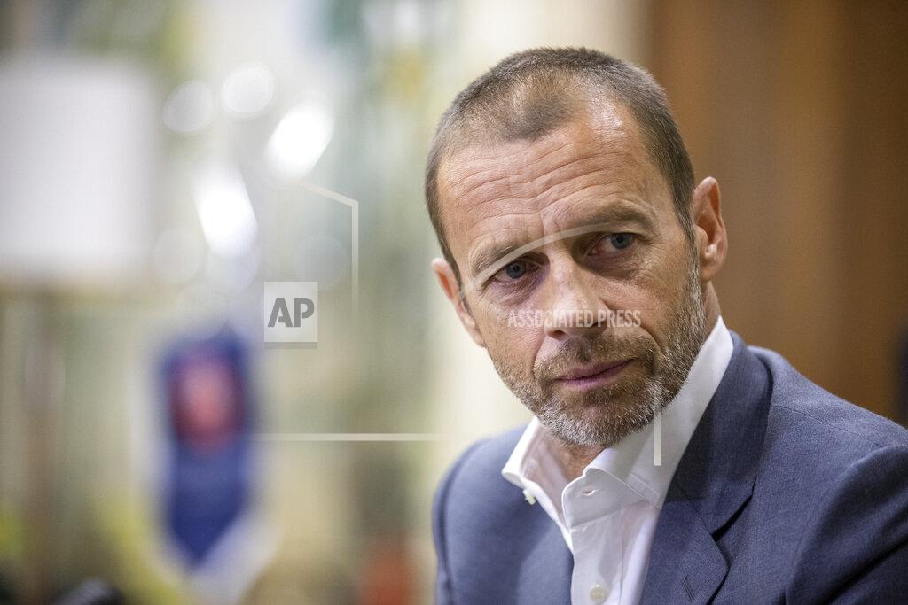 Manu Fernandez UEFA President Aleksander Ceferin during an interview with The Associated Press in Lisbon, Portugal, Sunday, Aug. 23, 2020. Ceferin says he will hold talks about retaining the single-game eliminator format that has been used to complete the pandemic-disrupted Champions League and Europa League seasons. (AP Photo/Manu Fernandez)