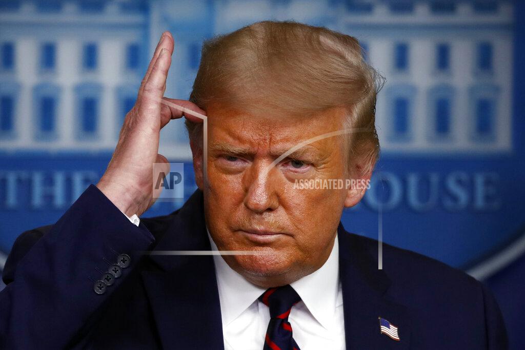 President Donald Trump speaks during a briefing with reporters in the James Brady Press Briefing Room of the White House, Tuesday, Aug. 4, 2020, in Washington.(AP Photo/Alex Brandon)