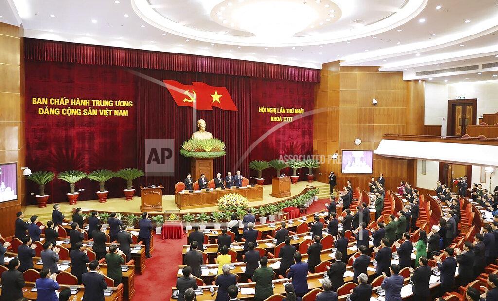 Lê Trí Dũng Vietnam Communist party central committee holds a meeting in Hanoi, Vietnam, Sunday, Jan. 31, 2021. Vietnam Communist Party has re-elected Nguyen Phu Trong for another term as the party's General Secretary, the country de-facto top leader. (Le Tri Dung/VNA via AP)