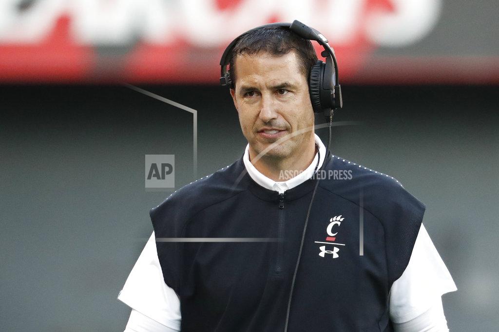 John Minchillo Cincinnati head coach Luke Fickell smiles in the second half of an NCAA college football game against Navy, Saturday, Nov. 3, 2018, in Cincinnati. (AP Photo/John Minchillo)