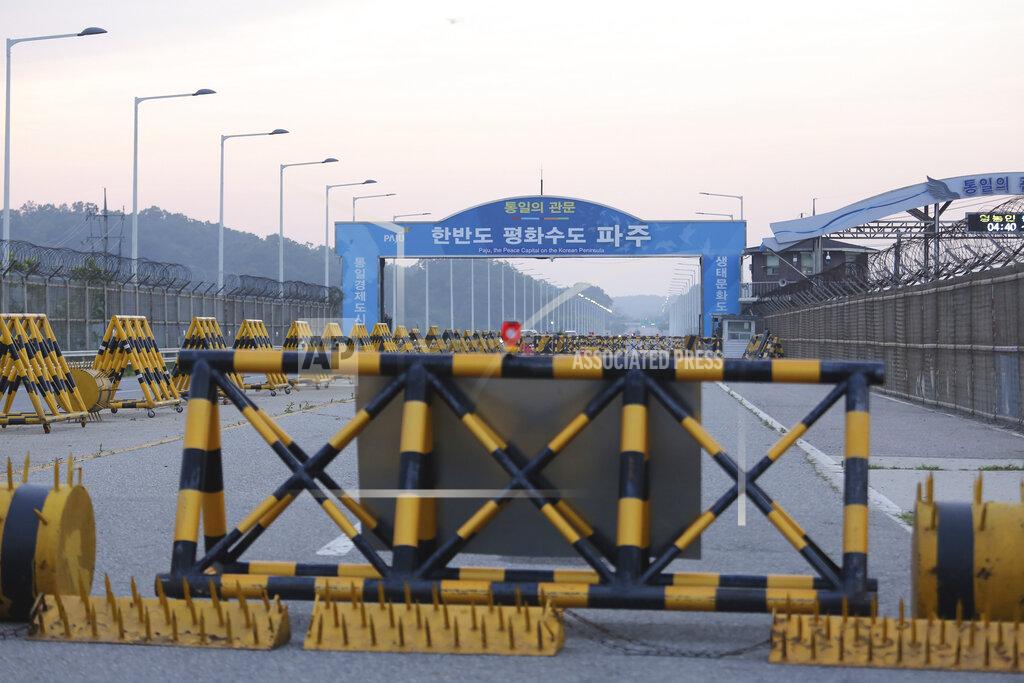 Ahn Young-Joon Barricades are placed near the Unification Bridge which leads to the border village of Panmunjom in the Demilitarized Zone in Paju, South Korea. Tuesday, June 16, 2020. North Korea blew up an inter-Korean liaison office building just inside its border in an act Tuesday that sharply raises tensions on the Korean Peninsula amid deadlocked nuclear diplomacy with the United States. (AP Photo/Ahn Young-joon)