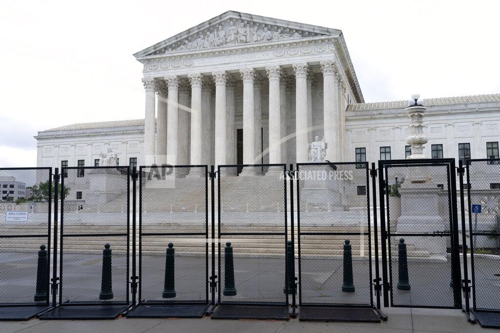 Jacquelyn Martin Anti-scaling fencing is seen outside the Supreme Court, Thursday, June 23, 2022, in Washington. (AP Photo/Jacquelyn Martin)