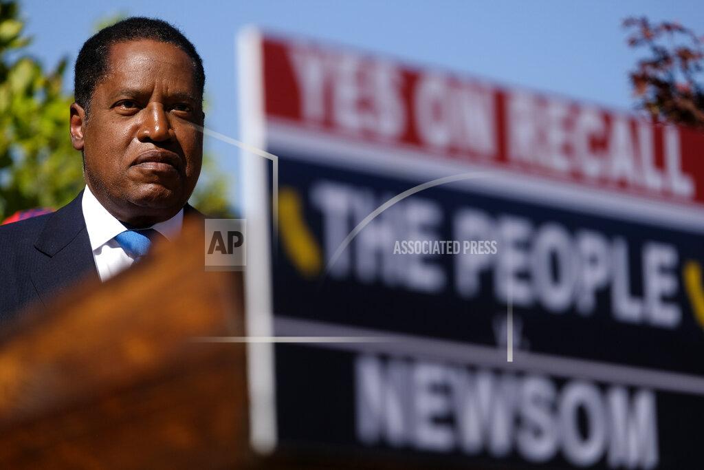 Ringo H.W. Chiu Republican conservative radio show host Larry Elder attends a rally for the California gubernatorial recall election on Monday, Sept. 13, 2021, in Monterey Park, Calif. (AP Photo/Ringo H.W. Chiu)