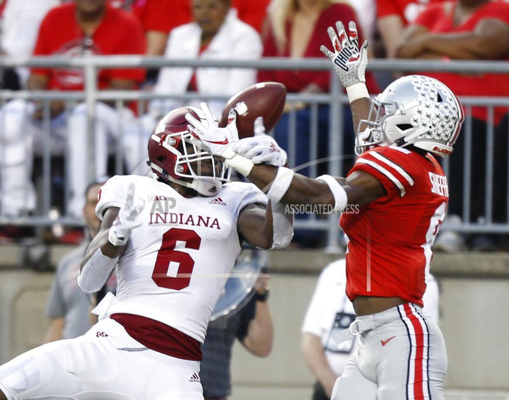Jay Laprete Ohio State defensive back Kendall Sheffield, right, breaks up a pass intended for Indiana receiver Donavan Hale during the second half of an NCAA college football game Saturday, Oct. 6, 2018, in Columbus, Ohio. (AP Photo/Jay LaPrete)