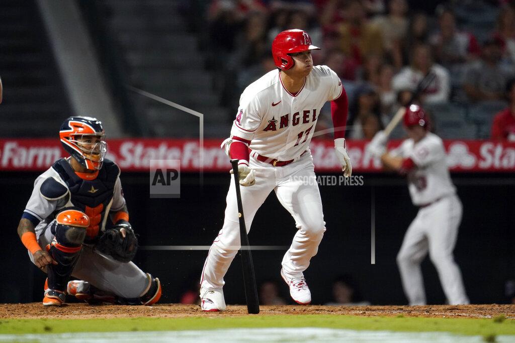 Marcio Jose Sanchez Los Angeles Angels' Shohei Ohtani follows through on a single during the sixth inning of a baseball game against the Houston Astros Tuesday, Sept. 21, 2021, in Anaheim, Calif. (AP Photo/Marcio Jose Sanchez)