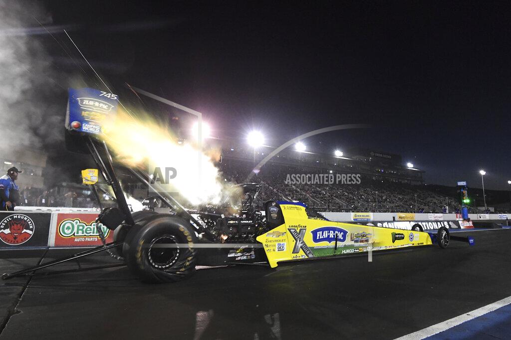 Marc Gewertz In this photo provided by the NHRA, Brittany Force takes part in Top Fuel qualifying Friday, July 23, 2021, at the NHRA Sonoma Nationals drag races in Sonoma, Calif. (Marc Gewertz/NHRA via AP)