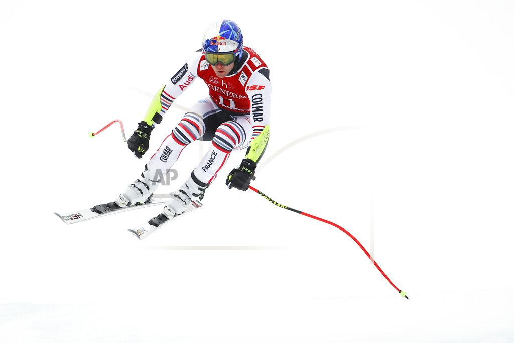 Marco Trovati France's Alexis Pinturault competes during an alpine ski, men's World Cup Super-G, in Kitzbuehel, Austria, Monday, Jan. 25, 2021. (AP Photo/Marco Trovati)