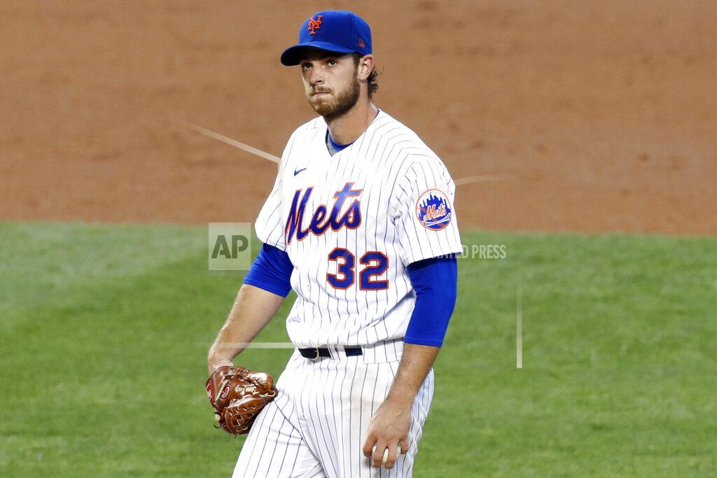 Kathy Willens New York Mets starting pitcher Steven Matz reacts after allowing a two-run home run to Washington Nationals' Trea Turner during the third inning of a baseball game Monday, Aug. 10, 2020, in New York. (AP Photo/Kathy Willens)