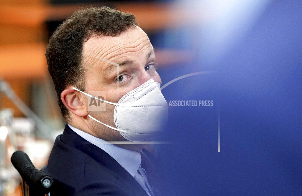 Michael Sohn German Health Minister Jens Spahn waits for the start of a virtual Plenary Session of the Franco-German Council of Ministers in Berlin, Germany, Monday, May 31, 2021. (AP Photo/Michael Sohn, pool)