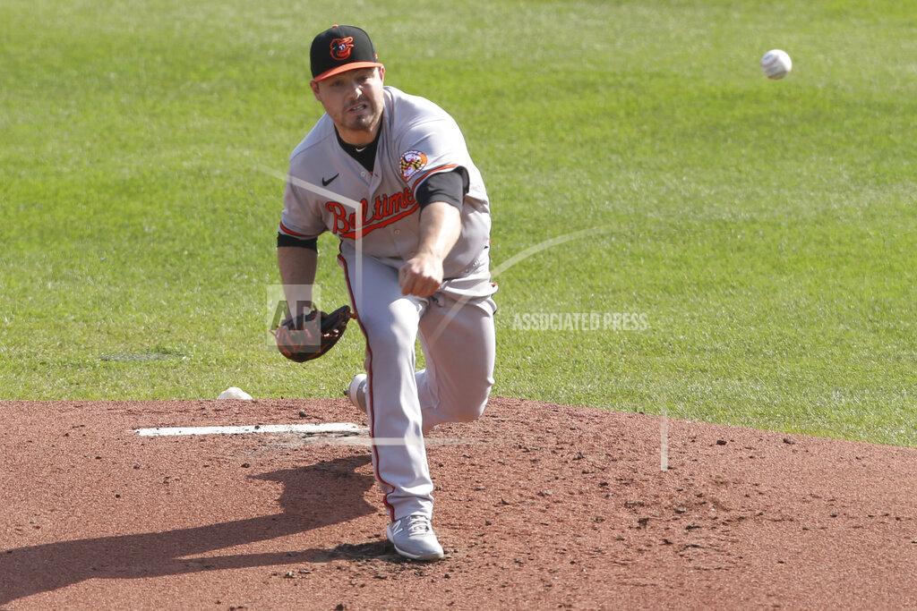 Jeffrey T. Barnes Baltimore Orioles starting pitcher Keegan Akin throws to Toronto Blue Jays' Cavan Biggio during the first inning of a baseball game, Sunday, Sept. 27, 2020, in Buffalo, N.Y. (AP Photo/Jeffrey T. Barnes)