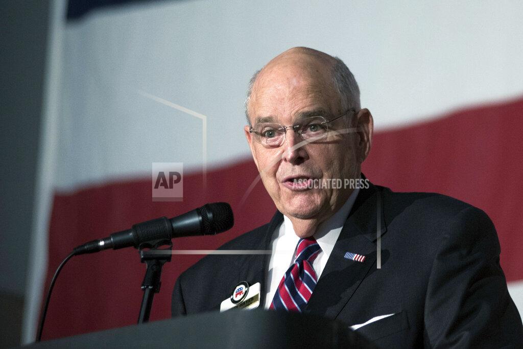 Mike Spencer FILE - In this June 3, 2017, file photo, North Carolina Republican Party Chairman Robin Hayes speaks during the North Carolina Republican Party State Convention at the Wilmington Convention Center in Wilmington, N.C. The former North Carolina congressman and state Republican Party leader who lied to FBI agents about a bribery scandal received a pardon on Wednesday, Jan. 20, 2021, from outgoing President Donald Trump. (AP Photo/Mike Spencer, File)