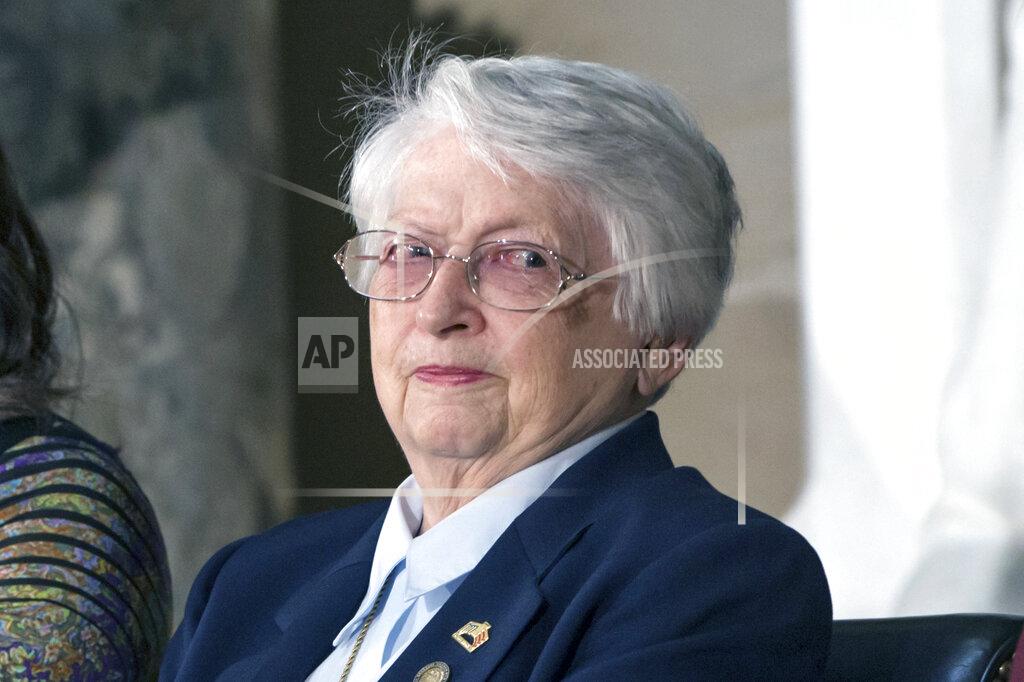 J. Scott Applewhite FILE - Retired Air Force Brig. Gen. Wilma L. Vaught, is honored at the Capitol in Washington, March 2, 2016. Vaugt was the first woman to deploy with an Air Force bomber unit and the first woman to reach the rank of brigadier general from the comptroller field. President Joe Biden will present the nation’s highest civilian honor, the Presidential Medal of Freedom, to 17 people, at the White House next week. (AP Photo/J. Scott Applewhite, File)