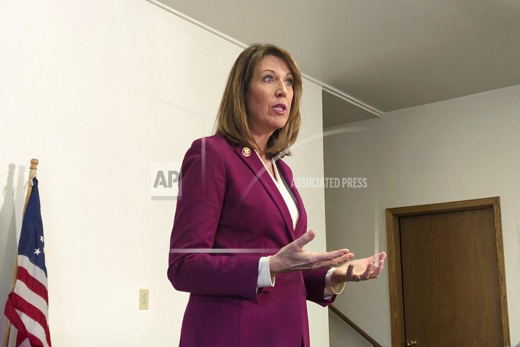 Alexandra Jaffe FILE - In this Saturday, Dec. 21, 2019, file photo, Rep. Cindy Axne, D-Iowa., speaks to constituents about her vote on the USMCA trade deal in Guthrie Center, Iowa. Axne is running for reelection on Nov. 3, 2020. (AP Photo/Alexandra Jaffe, File)