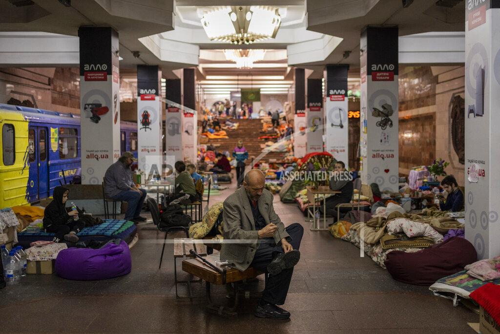 Bernat Armangue Residents stay in the city subway of Kharkiv, in eastern Ukraine, on Thursday, May 19, 2022. Although the bombings in Kharkiv have decreased and the subway is expected to run beginning of next week, still some residents use it as a temporary bomb shelter. (AP Photo/Bernat Armangue)