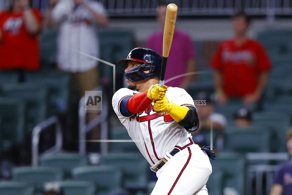 Todd Kirkland Atlanta Braves William Contreras singles to bring in the winning run in the ninth inning of a baseball game against the Philadelphia Phillies, Tuesday, May 24, 2022, in Atlanta. (AP Photo/Todd Kirkland)