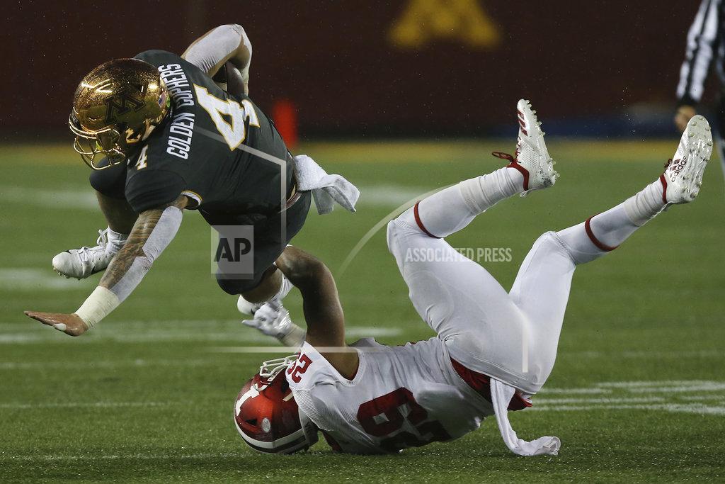 Stacy Bengs Minnesota running back Shannon Brooks is tackled by Indiana's Khalil Bryant during an NCAA college football game Friday, Oct. 6, 2018, in Minneapolis. (AP Photo/Stacy Bengs)
