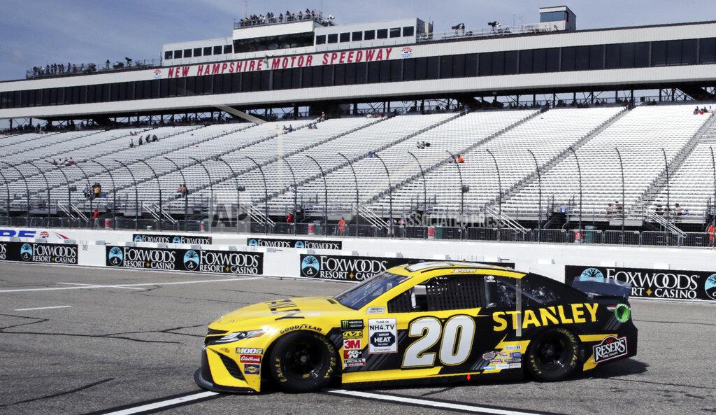 Charles Krupa Erik Jones heads back to the garage during a NASCAR Cup Series auto race practice at New Hampshire Motor Speedway in Loudon, N.H., Saturday, July 20, 2019. Jones had the fastest lap during the morning practice. (AP Photo/Charles Krupa)