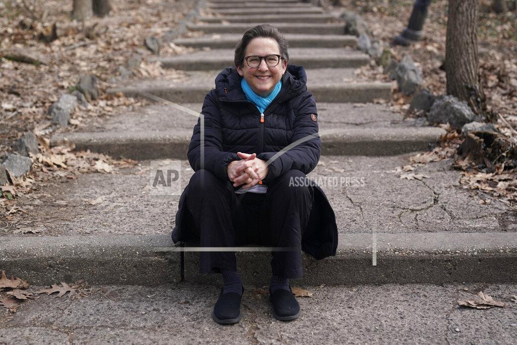 Seth Wenig Rabbi Sharon Kleinbaum poses for a photo near her home in New York, Sunday, March 14, 2021. The pandemic has reminded Kleinbaum how her congregation weathered the early years of her tenure in the 1990s, when AIDS was killing thousands of gay New Yorkers annually. “You don’t have the magic wand to make everything better, but you can show up and help people get through the worst of it,” she said. (AP Photo/Seth Wenig)