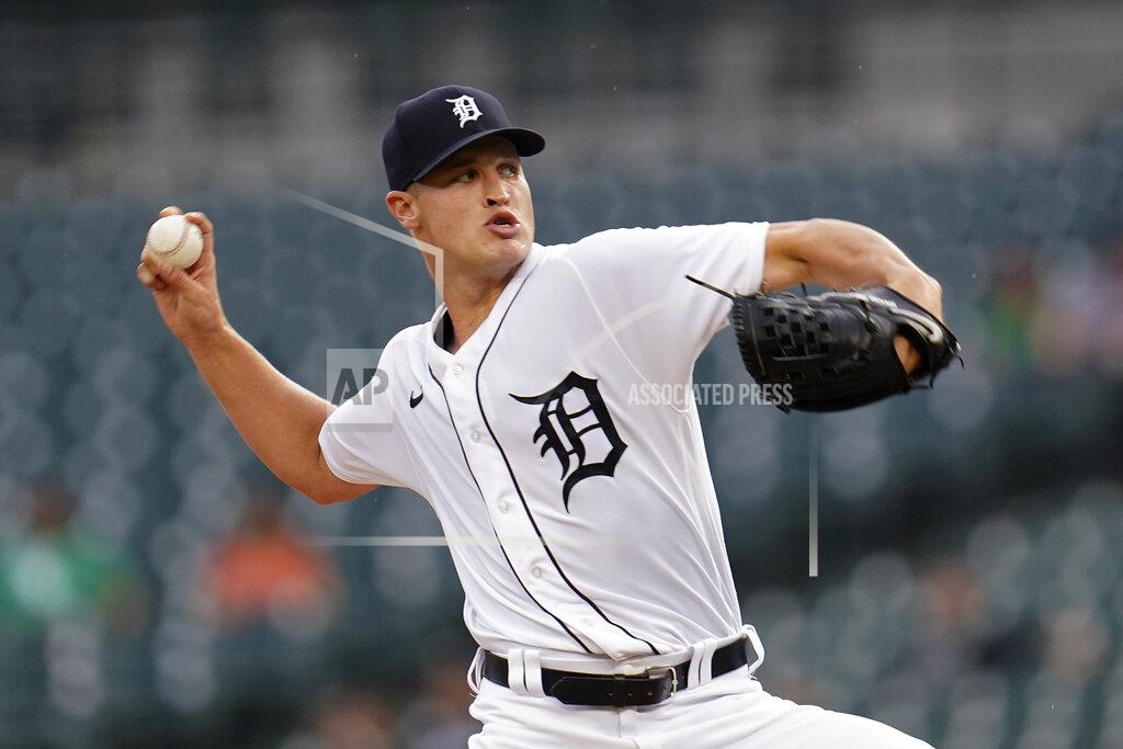 Paul Sancya Detroit Tigers pitcher Matt Manning throws against the Chicago White Sox in the first inning of a baseball game in Detroit, Monday, Sept. 20, 2021. (AP Photo/Paul Sancya)