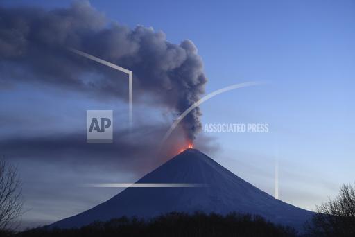 The Klyuchevskoy volcano, one of the highest active volcanoes in the world, erupts in Russia's northern Kamchatka Peninsula, Russian Far Eat, on Sunday, Oct. 29, 2023. Huge ash columns erupted from Eurasia's tallest active volcano on Wednesday, Nov. 1, 2023, forcing authorities to close schools in two towns in the region. (AP Photo/Yuri Demyanchuk)