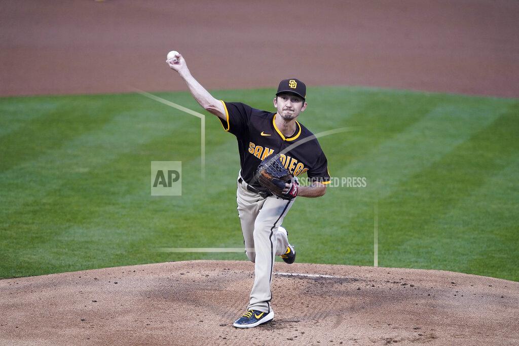 Tony Avelar San Diego Padres starting pitcher Zach Davies throws against the Oakland Athletics during the first inning of a baseball game in Oakland, Calif., Friday, Sept. 4, 2020. (AP Photo/Tony Avelar)