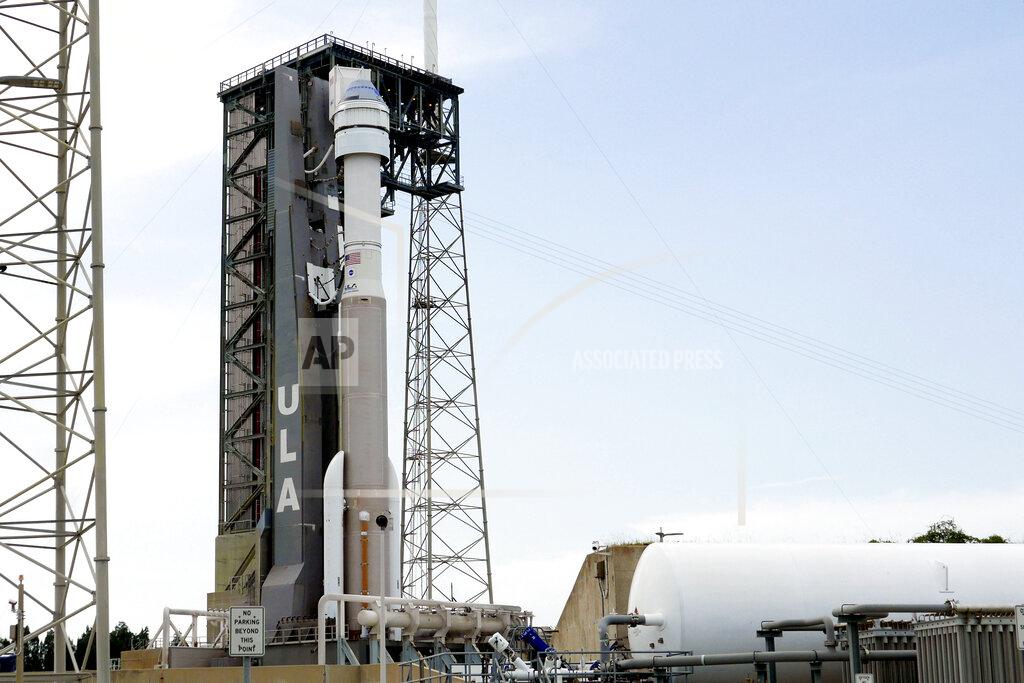John Raoux A United Launch Alliance Atlas V rocket that will launch Boeing's CST-100 Starliner spacecraft to the International Space Station stands ready on launch complex 41 at the Cape Canaveral Space Force Station in Cape Canaveral, Fla., Wednesday, May 18, 2022. The launch is scheduled for Thursday evening. (AP Photo/John Raoux)