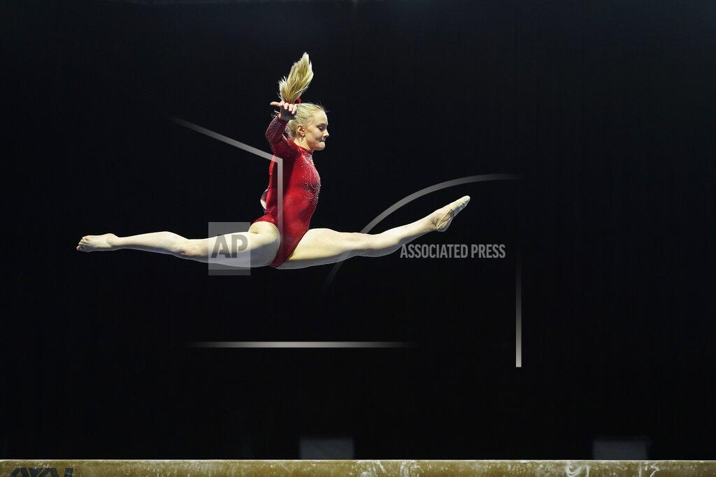Darron Cummings Riley McCusker performs on the balance beam during the Winter Cup gymnastics competition, Saturday, Feb. 27, 2021, in Indianapolis. (AP Photo/Darron Cummings)