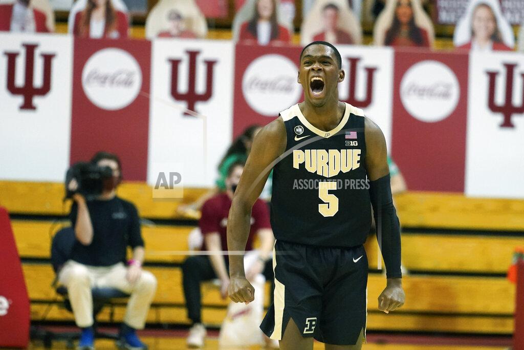 Darron Cummings Purdue's Brandon Newman reacts after Purdue defeated Indiana, 81-69, in an NCAA college basketball game, Thursday, Jan. 14, 2021, in Bloomington Ind. (AP Photo/Darron Cummings)