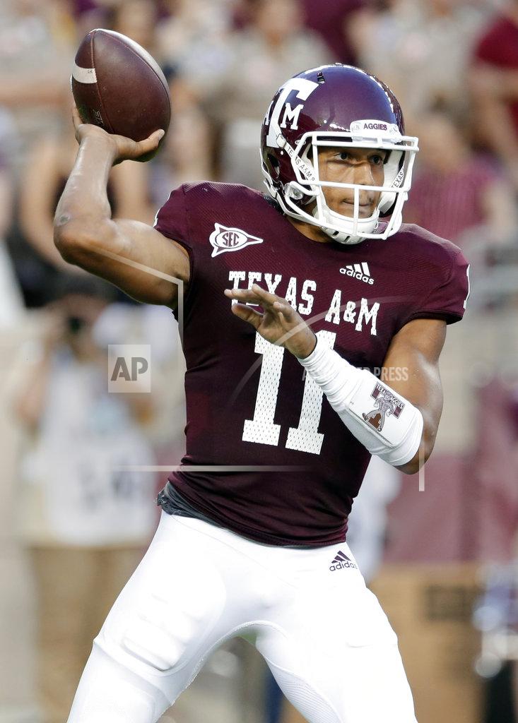 Texas A&M quarterback Kellen Mond (11) passes the ball during the first half of an NCAA college football game against Texas A&M Saturday, Oct. 6, 2018, in College Station, Texas. (AP Photo/Michael Wyke)