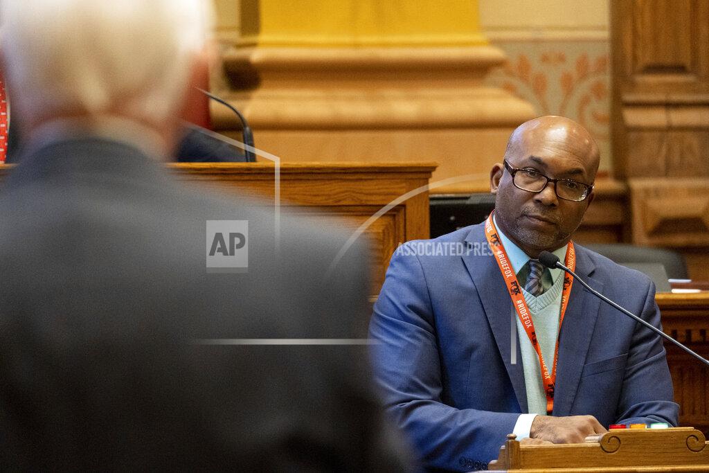 Ben Gray Georgia State Sen. Harold Jones II (D-Augusta) speaks against a bill to change Georgia voting laws during a debate Monday, March 8, 2021, in Atlanta. (AP Photo/Ben Gray)