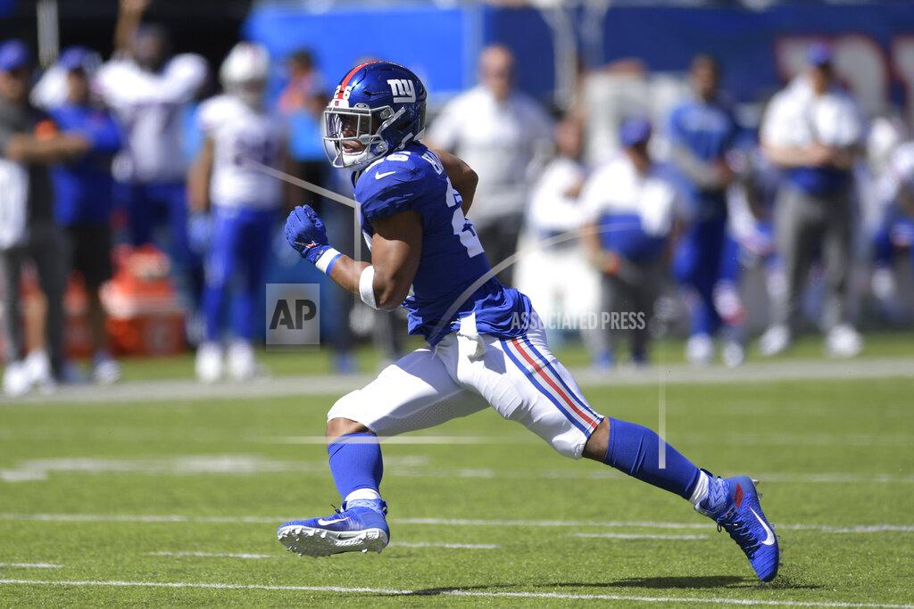 Bill Kostroun New York Giants' Saquon Barkley breaks away for a touchdown during the first half of an NFL football game against the Buffalo Bills, Sunday, Sept. 15, 2019, in East Rutherford, N.J. (AP Photo/Bill Kostroun)