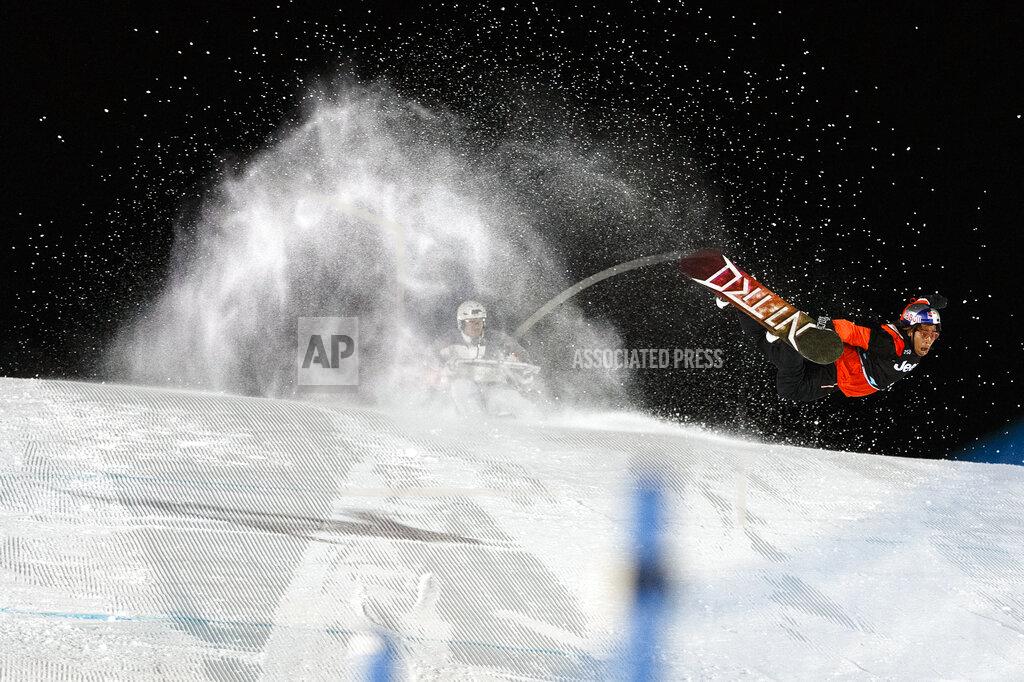 Trevor Brown In this photo provided by ESPN, Zeb Powell competes in the final of the Knuckle Huck snowboarding competition at the 2020 Winter X Games in Aspen, Colo. There's only one rule in the event that has captured the imaginations of all the high-flying daredevils at the Winter X Games: Do something cool. This weekend, cool will happen in a contest called Knuckle Huck. (Trevor Brown/ESPN via AP)