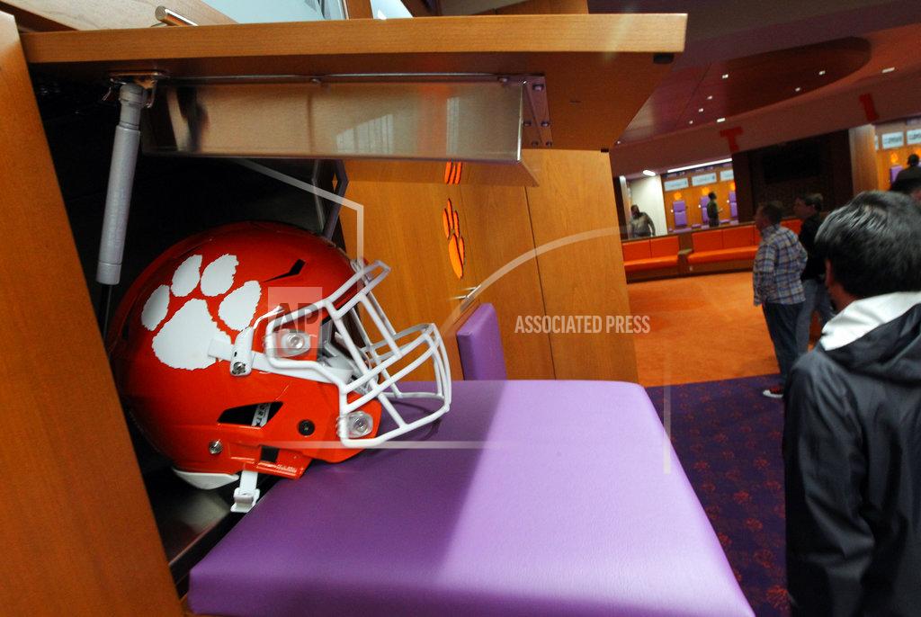 Ken Ruinar/Gannett Usa Today Network A helmet in a locker inside the Clemson Football Facility at Clemson University on Tuesday, January 31, 2017 in Clemson, S.C.. ( Ken Ruinard / Gannett/USA Today Network )/The Independent-Mail via AP)