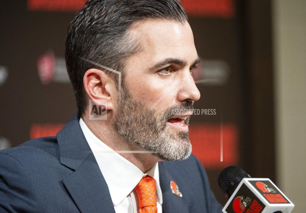 Phil Long Cleveland Browns new NFL football head coach Kevin Stefanski answers a question during a news conference at FirstEnergy Stadium in Cleveland, Tuesday, Jan. 14, 2020. (AP Photo/Phil Long)