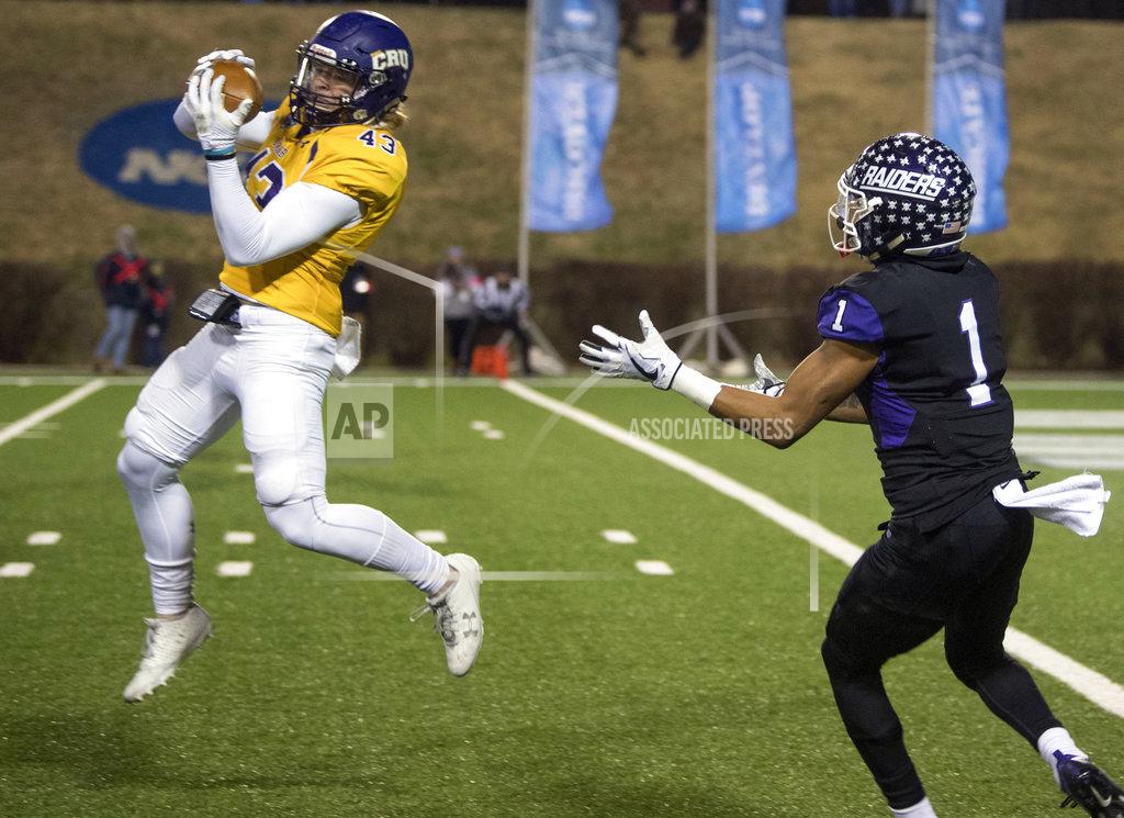 Lee Luther Jr. FILE - In this Dec. 15, 2017, file photo, Mary Hardin-Baylor's Jefferson Fritz (43 ) intercepts a pass in front of Mount Union's Justin Hill (1) during the first half of the Amos Alonzo Stagg Bowl Division III NCAA college football championship, in Salem, Va. Fritz was named to The Associated Press Division III All-America Team, Thursday, Dec. 13, 2018. (AP Photo/Lee Luther Jr., File)