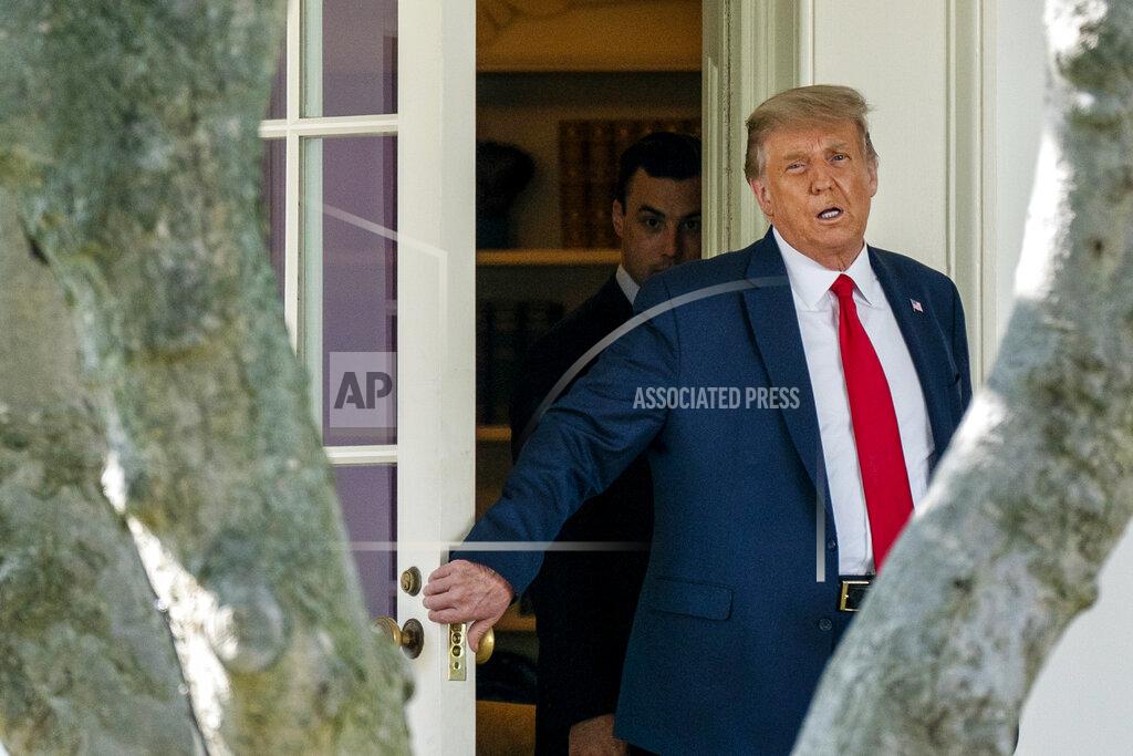 Carolyn Kaster President Donald Trump walks from the Oval Office before boarding Marine One at the White House, Wednesday, Sept. 30, 2020, in Washington, for the short trip to Andrews Air Force Base en route to Minnesota. (AP Photo/Carolyn Kaster)