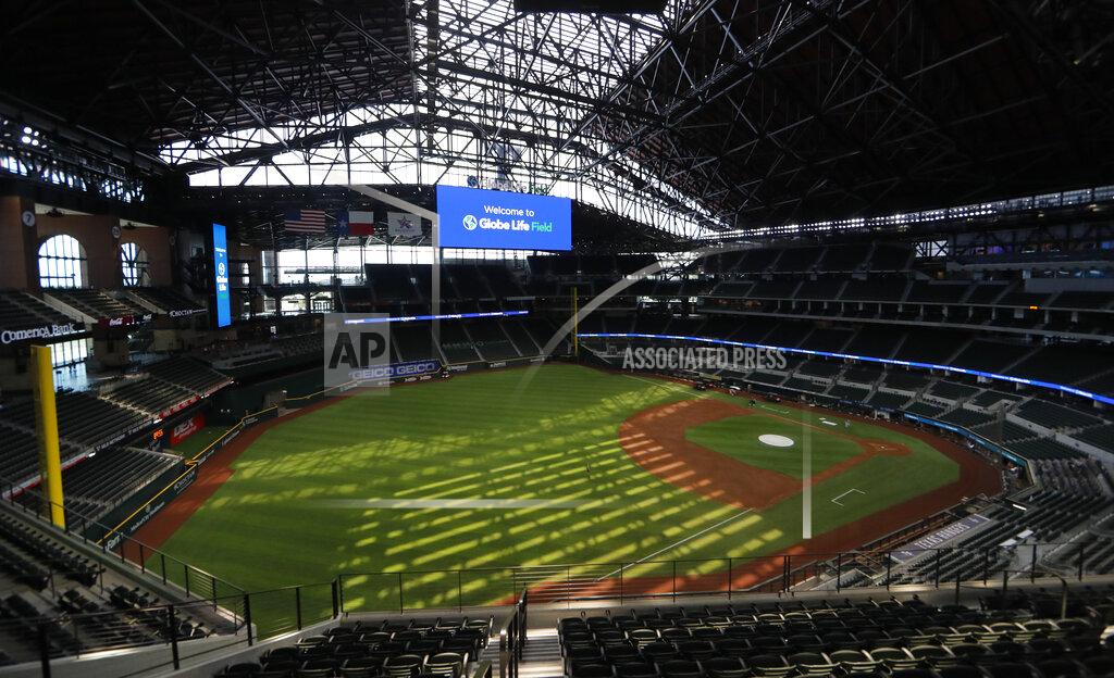 Lm Otero In this photo made Thursday, July 23, 2020, an upper deck view of the new Texas Rangers home baseball stadium named Globe Life Field is seen in Arlington, Texas. The Texas Rangers' new stadium isn't retro and designers wanted the first next-generation ballpark. There is the full-panel retractable roof, the split seating levels offering full views of the ballpark with plenty of natural light. (AP Photo/LM Otero)