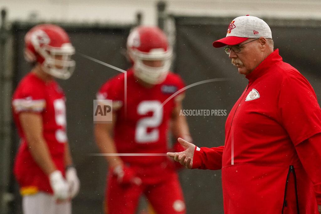 Charlie Riedel Kansas City Chiefs head coach Andy Reid watches practice during the NFL football team's organized team activities Thursday, May 27, 2021, in Kansas City, Mo. (AP Photo/Charlie Riedel)