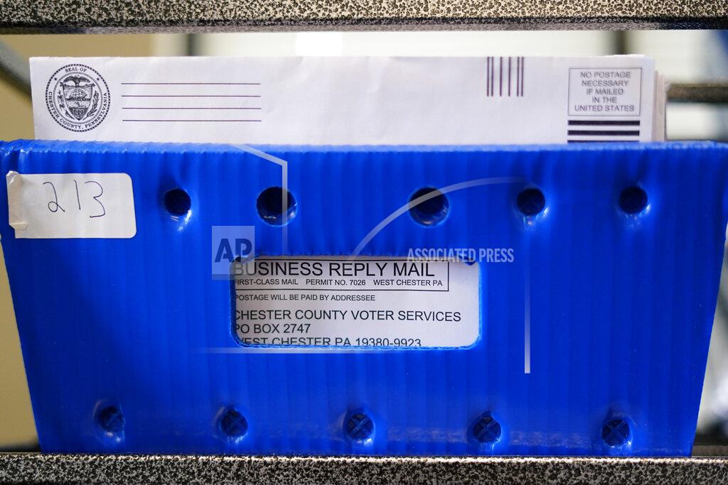 Matt Slocum Ballot envelopes for the Pennsylvania primary election are seen after being processed at the Chester County Voter Services office, Thursday, May 19, 2022, in West Chester, Pa. (AP Photo/Matt Slocum)