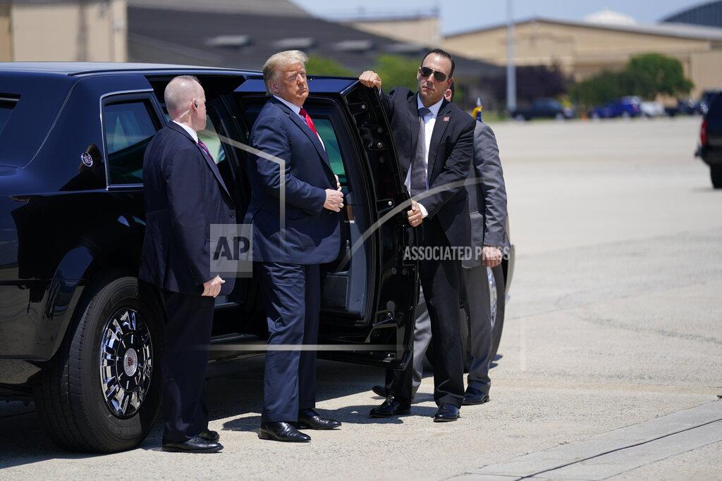 Evan Vucci President Donald Trump exits a vehicle before boarding Air Force One for a trip to Wisconsin, Thursday, June 25, 2020, in Andrews Air Force Base, Md. (AP Photo/Evan Vucci)