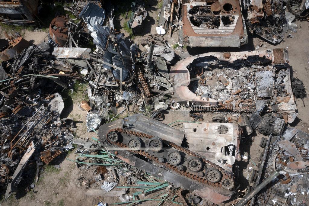 Efrem Lukatsky Destroyed Russian military vehicles lie in a garbage dump in Bucha, on the outskirts of Kyiv, Ukraine, Tuesday, May 10, 2022. (AP Photo/Efrem Lukatsky)