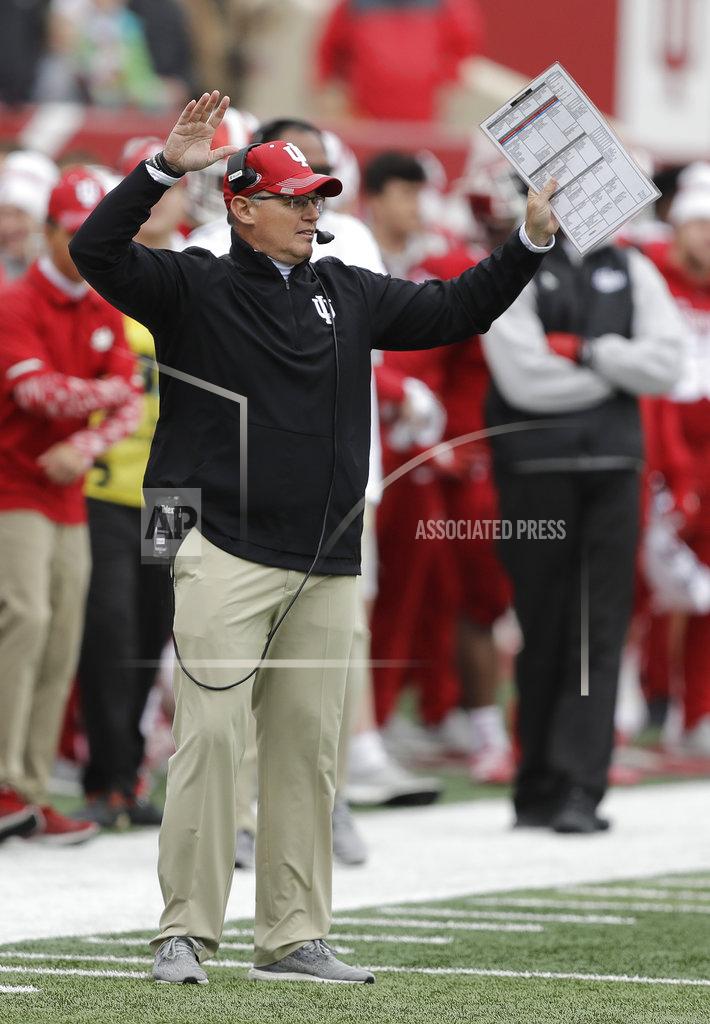 Darron Cummings Indiana head coach Tom Allen questions a call during the first half of an NCAA college football game against Purdue, Saturday, Nov. 24, 2018, in Bloomington, Ind. (AP Photo/Darron Cummings)