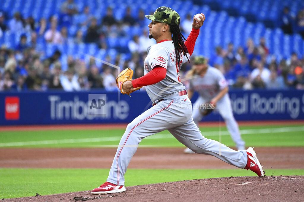 Jon Blacker Cincinnati Reds' Luis Castillo pitches to a Toronto Blue Jays batter during the first inning of a baseball game Friday, May 20, 2022, in Toronto. (Jon Blacker/The Canadian Press via AP)