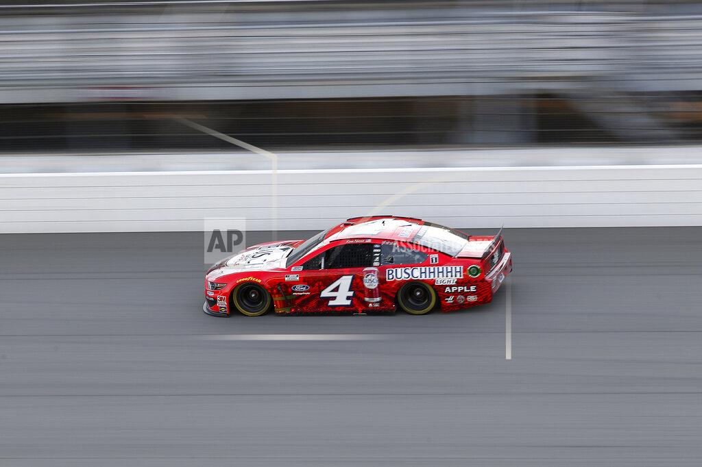 Paul Sancya Kevin Harvick drives during the NASCAR Cup Series auto race at Michigan International Speedway in Brooklyn, Mich., Saturday, Aug. 8, 2020. (AP Photo/Paul Sancya)
