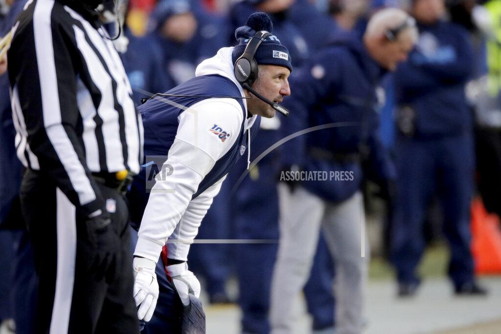 Charlie Riedel Tennessee Titans head coach Mike Vrabel watches during the second half of the NFL AFC Championship football game against the Kansas City Chiefs Sunday, Jan. 19, 2020, in Kansas City, MO. (AP Photo/Charlie Riedel)