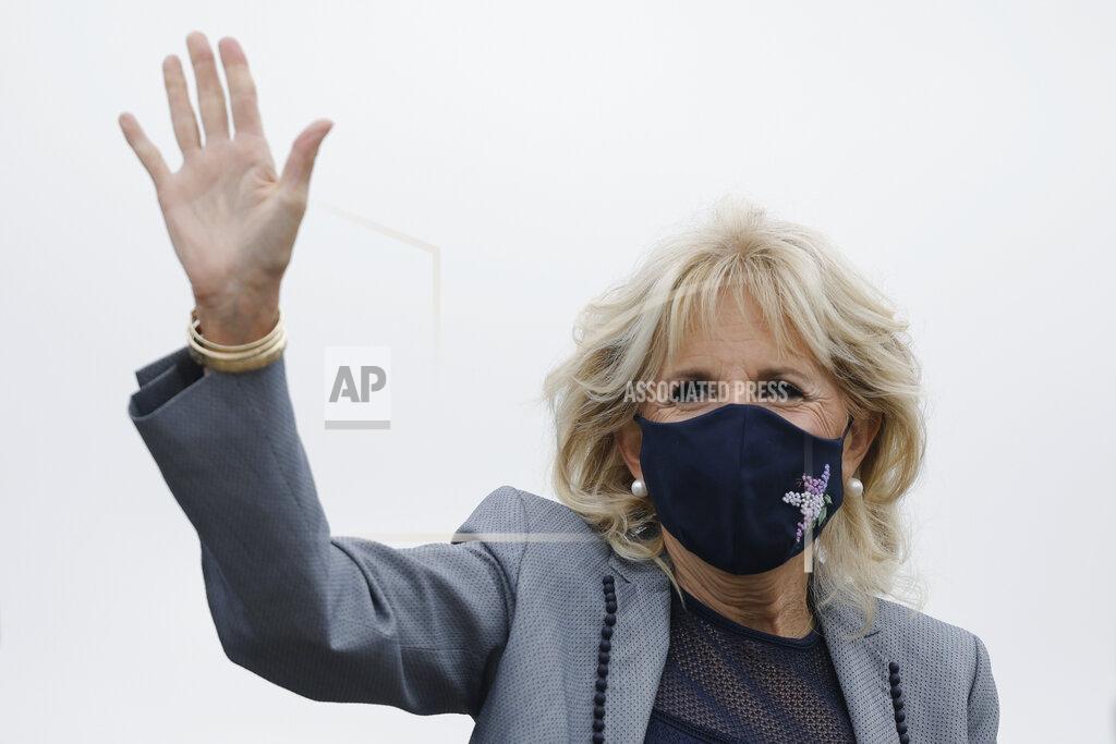 Carlos Barria First lady Jill Biden arrives to board an aircraft as she departs Washington on travel to Salt Lake City, Utah, Wednesday, May 5, 2021, at Andrews Air Force Base, Md. (Carlos Barria/Pool via AP)